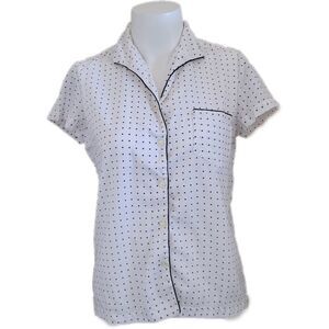 Dana point vintage retro polka dot sleepwear pajama top collared button up   sho